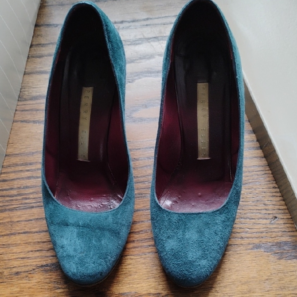 Perry Ellis Women's Teal Suede Heels